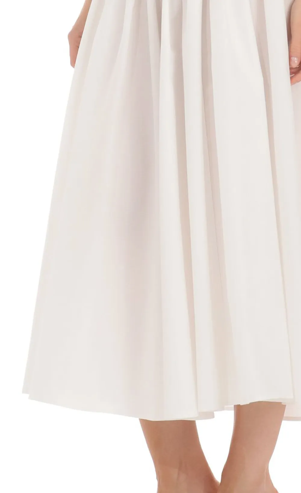 Ruched Square Neck Midi Dress in White